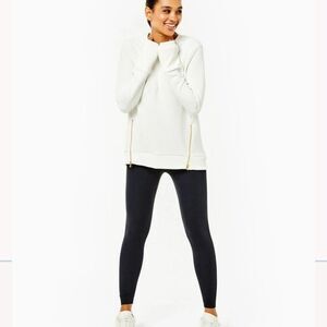 Addison Bat cream Sweater with Gold Zipper Accents everyday crewneck size L